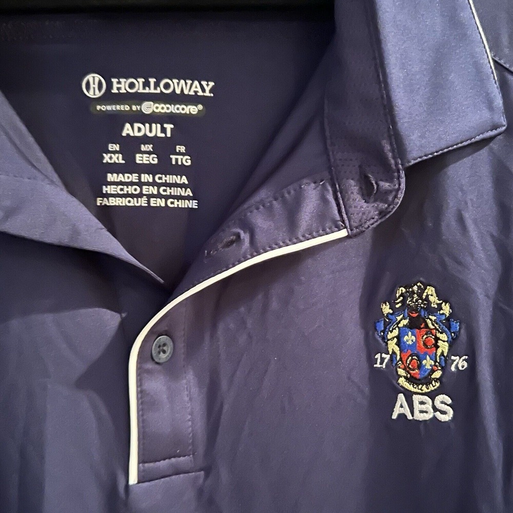 Holloway Men's XXL Blue Polo With White Piping Coolcare  With ABS Patch On Chest